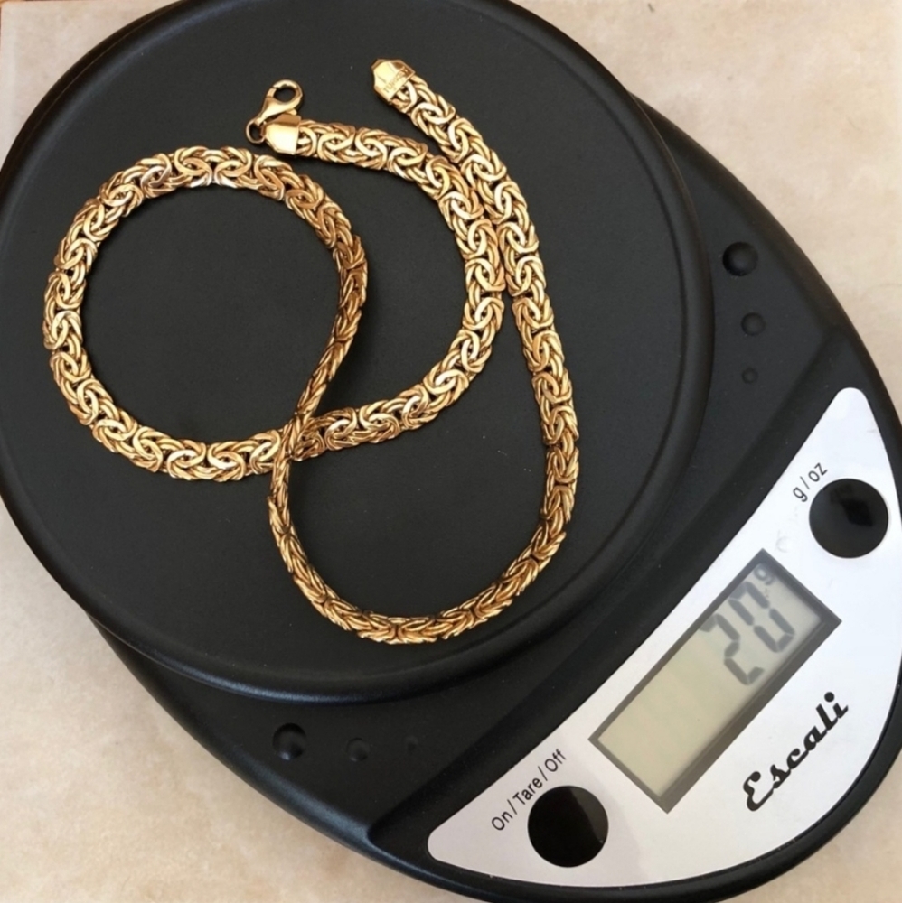 14K Yellow Gold Byzantine 20 Grams Chain Necklace - Picture 8 of 8
